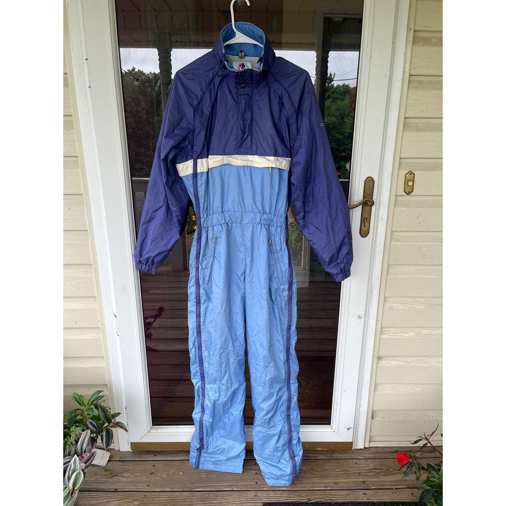 Descente Vintage Womens Blue Colorblock One Piece Ski Suit Thermal-Thin Large